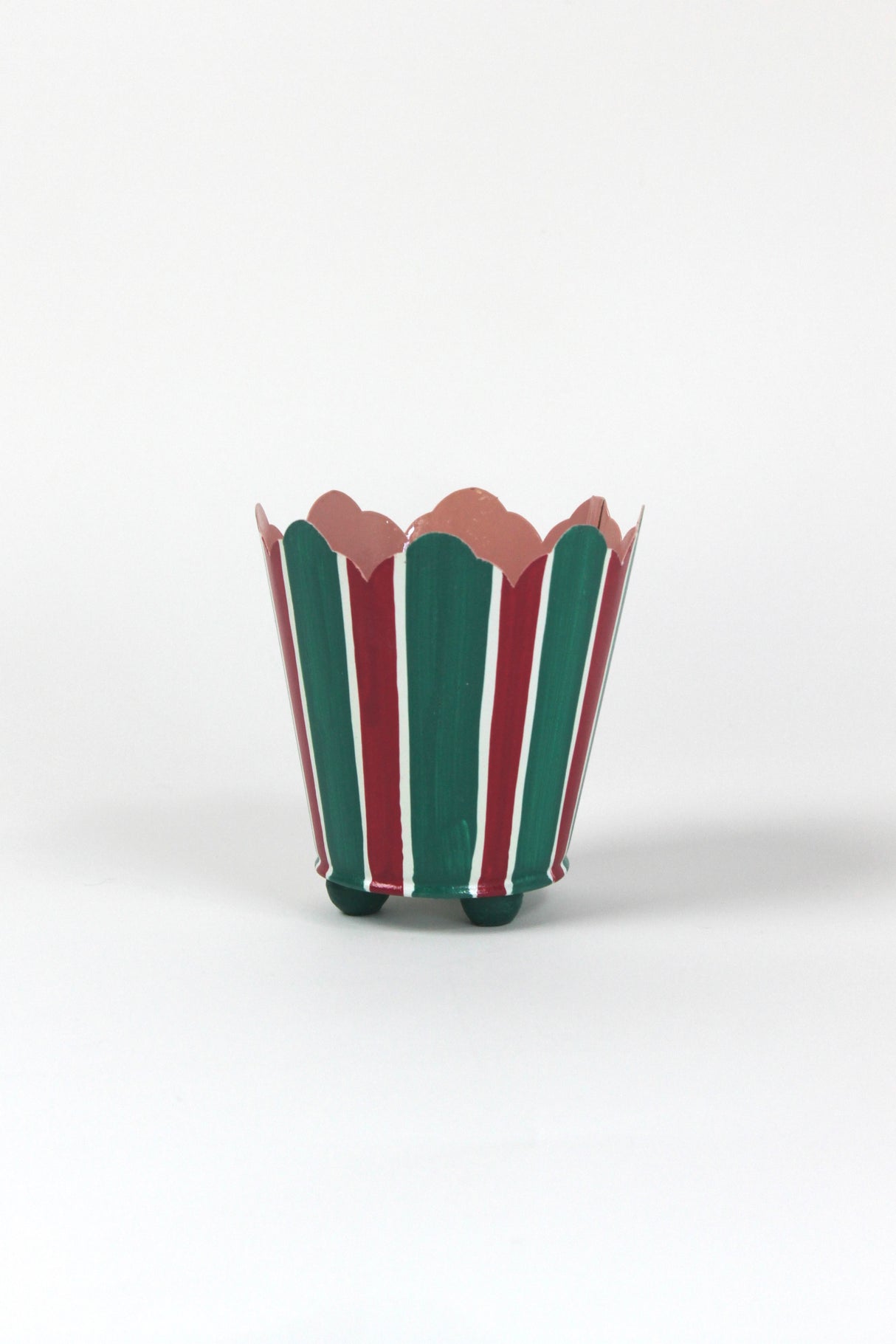 green and red striped cachepots from madcap cottage