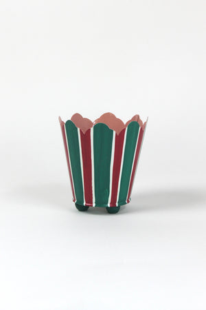 green and red striped cachepots from madcap cottage