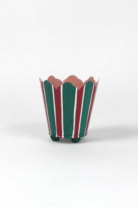 green and red striped cachepots from madcap cottage