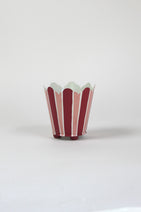 red and pink striped cachepots from madcap cottage