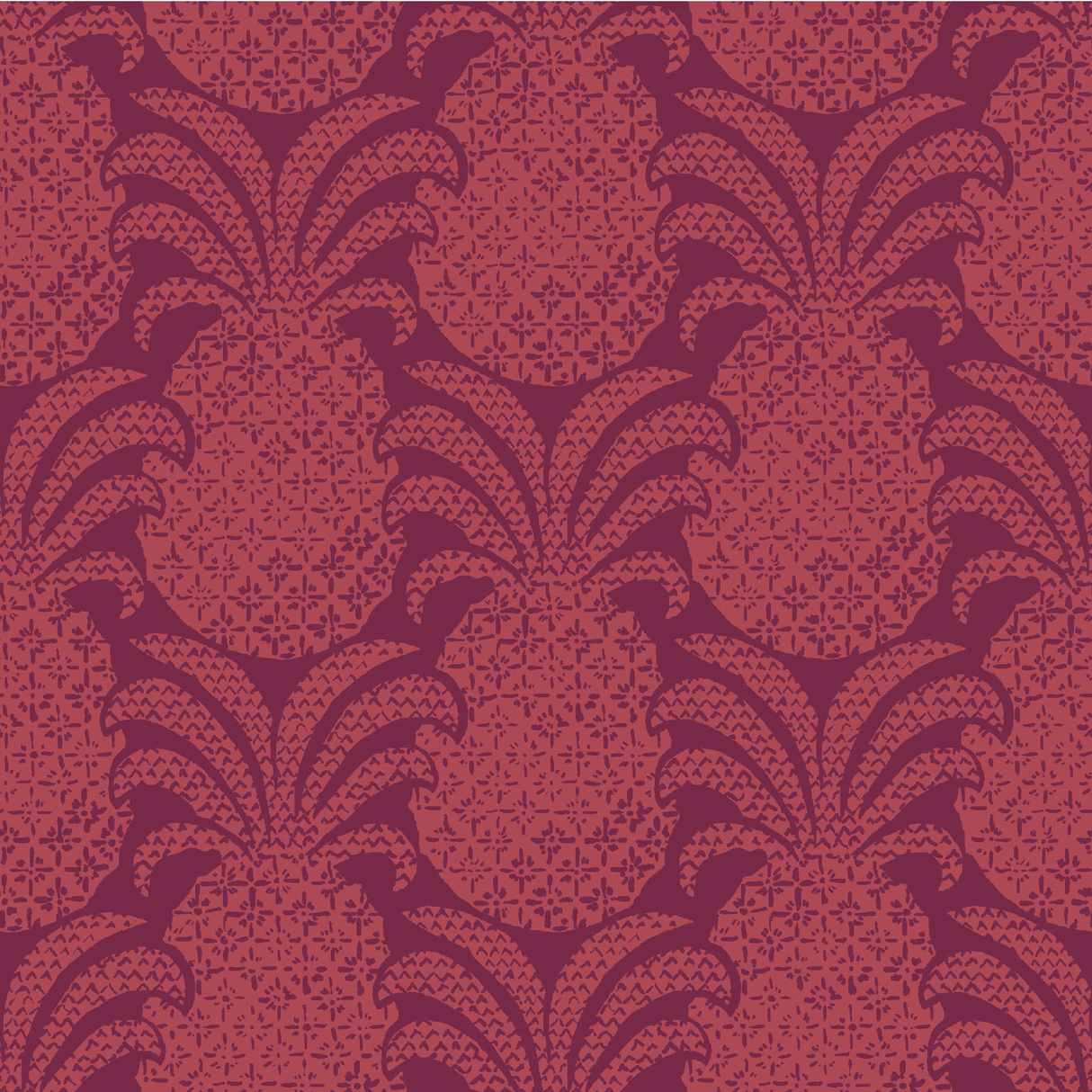 a red pineapple print fabric swatch