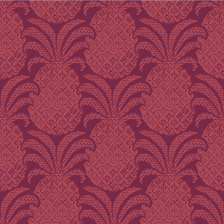 a red pineapple print fabric swatch