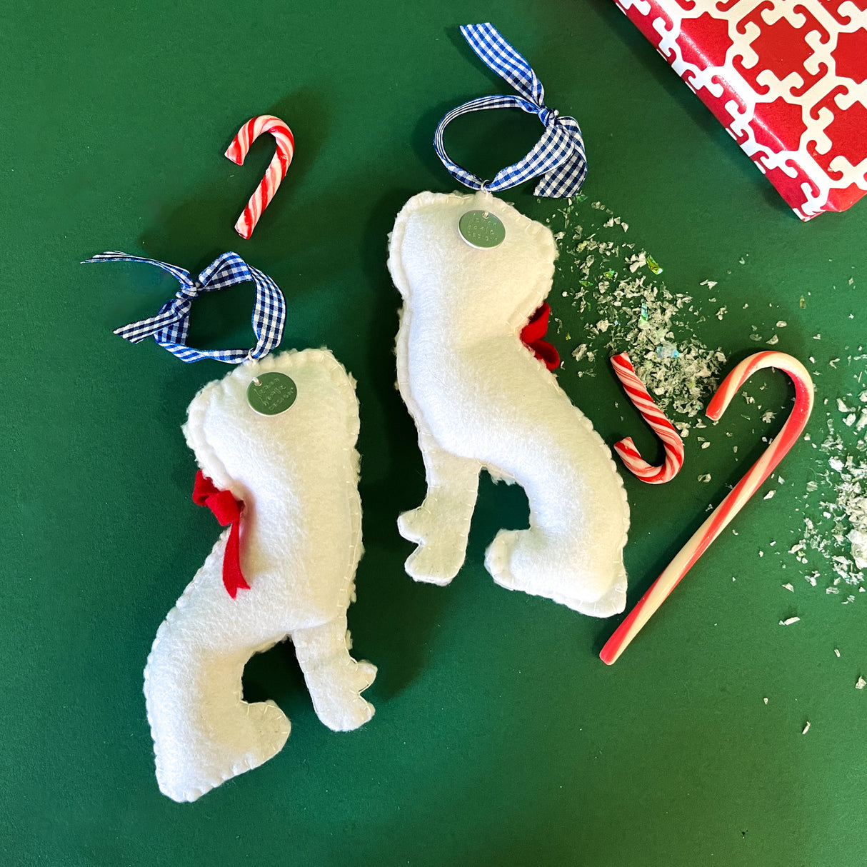 Felt Staffordshire Dog Christmas Ornaments, Set of 2