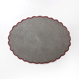 reverse of An oval Christmas rug featuring a large santa face