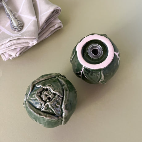 Hand-Painted Ceramic Cabbage Salt and Pepper Shakers