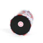 bottom of a Rock Lobster red and blue ice bucket filled with ice and champagne features a green shell and red lobster print