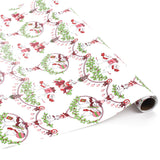 Roll of mouse-themed holiday wrapping paper on a white background.
