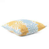 Round Hill Performance/ Outdoor Pillow, 22" Square - Blue and Yellow