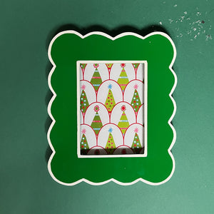 Hand-Painted Scalloped Picture Frames - 5"x7"- Green