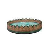 Scalloped Rattan Dog Bed - Green