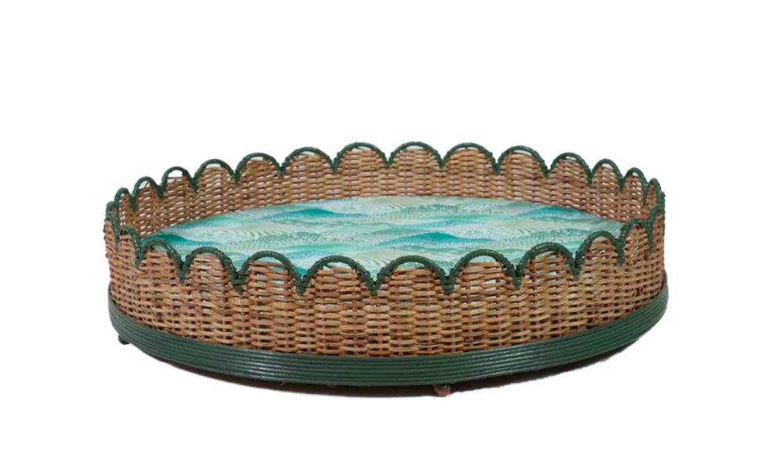 Scalloped Rattan Dog Bed