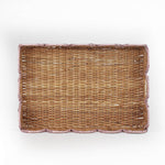 Scalloped Hand Painted Pink Rattan Tray top view