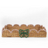 scalloped hand painted rattan tray with green bow detail and pink trim