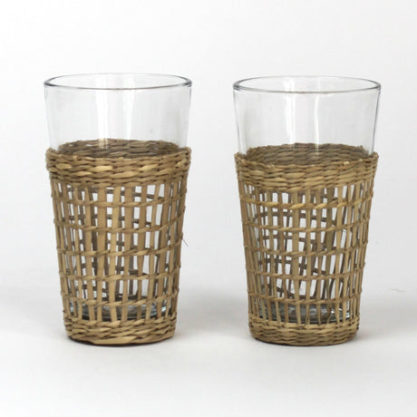 two seagrass wrapped glasses from madcap cottage 