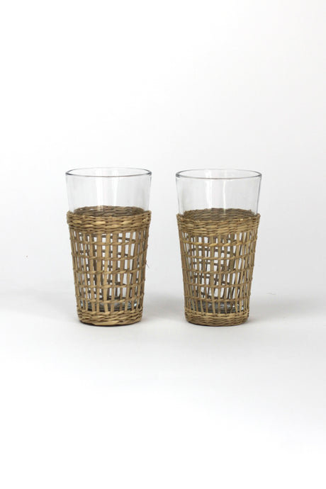 two seagrass wrapped glasses from madcap cottage 