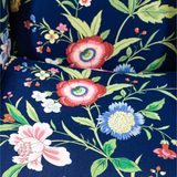 Vintage Blue Polished Cotton Floral Wingback Chair