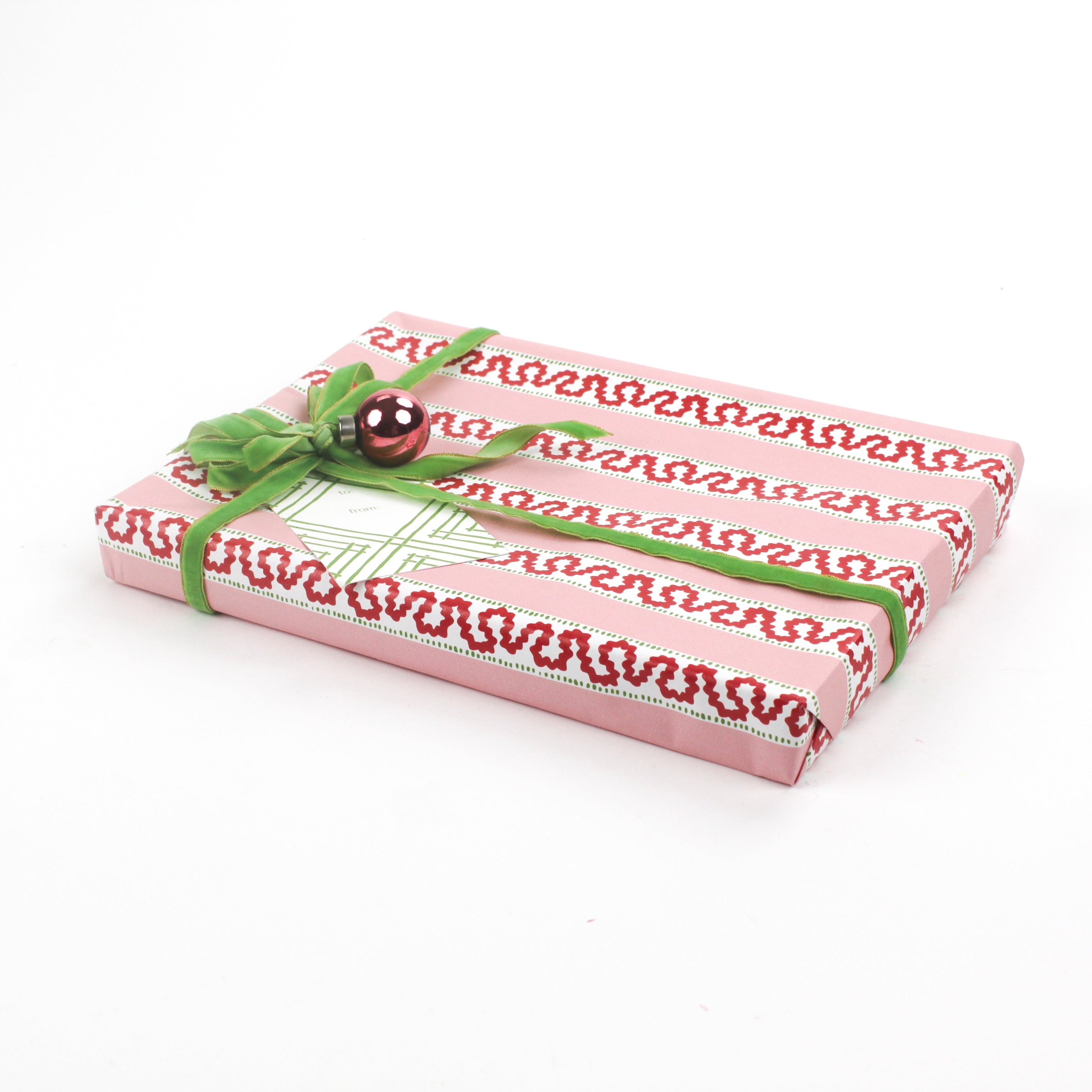 red and pink striped wrapping paper in fancy stripe patterns