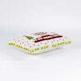 Pagoda Hooked-Wool White and Green Christmas Throw Pillow