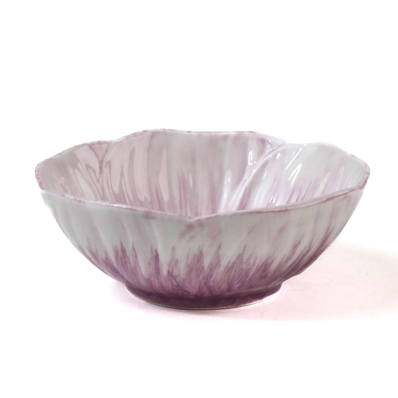 purple flower shaped bowl on a white background