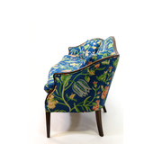 Vintage Blue Quilted Florals/Strawberries Polished Cotton Camelback Sofa