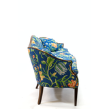 Vintage Blue Quilted Florals/Strawberries Polished Cotton Camelback Sofa