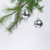 Mini Disco Ball Ornaments, Set of 6 - Silver