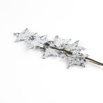 a silver spray of stars on a decorative branch. 