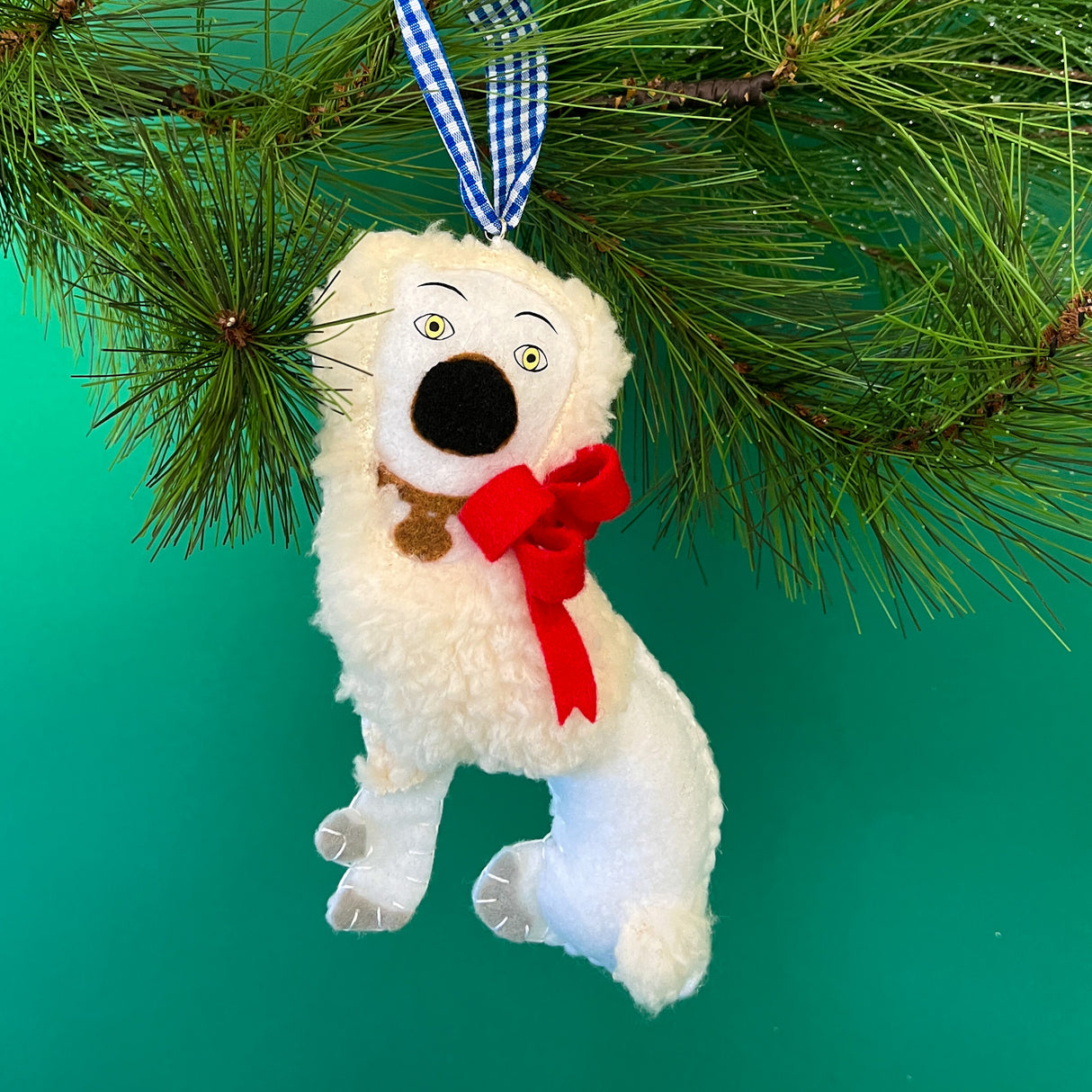 Felt Staffordshire Dog Christmas Ornaments, Set of 2