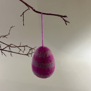 pink striped felted wool easter egg ornament