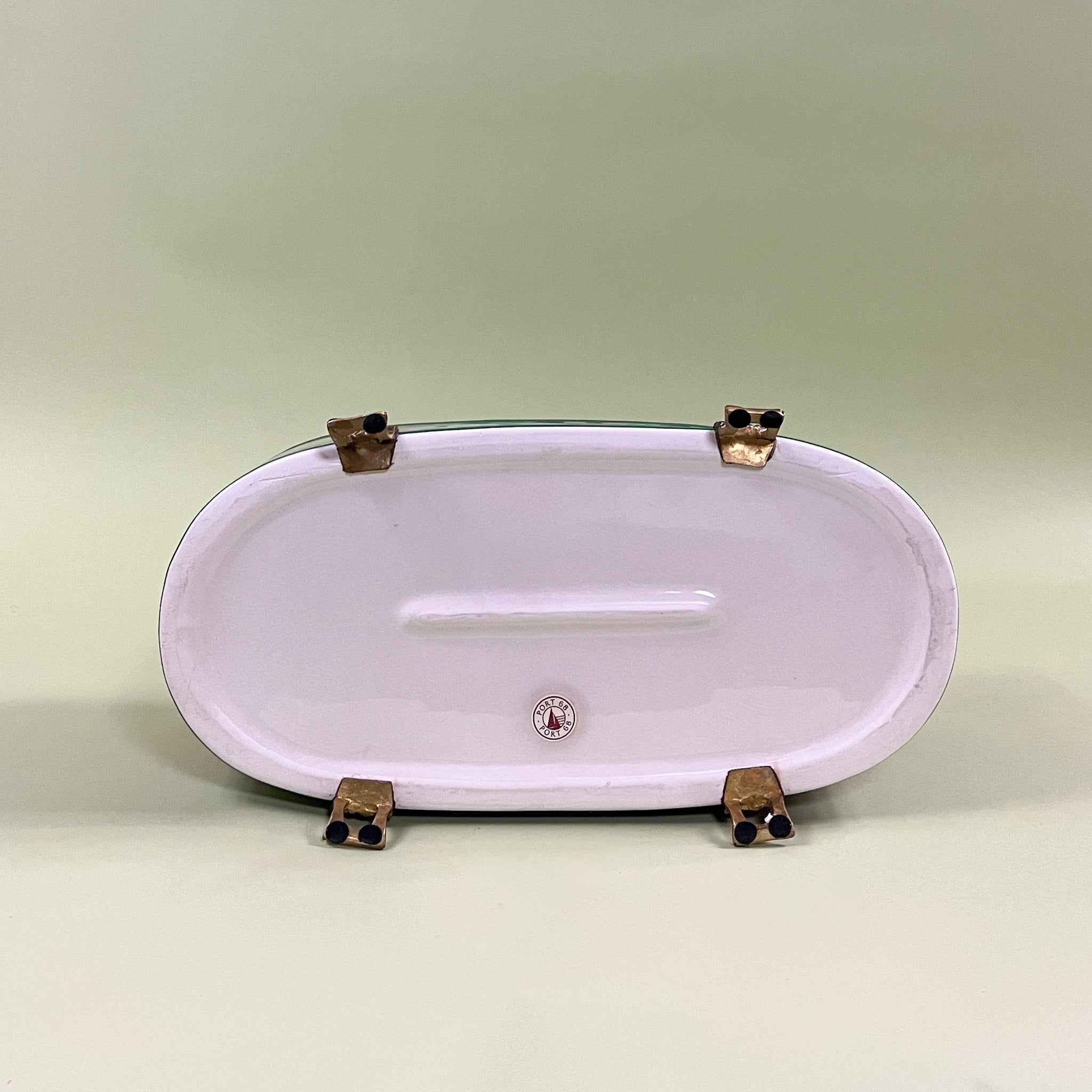 Sissinghurst Porcelain Planter With Brass Feet bottom view