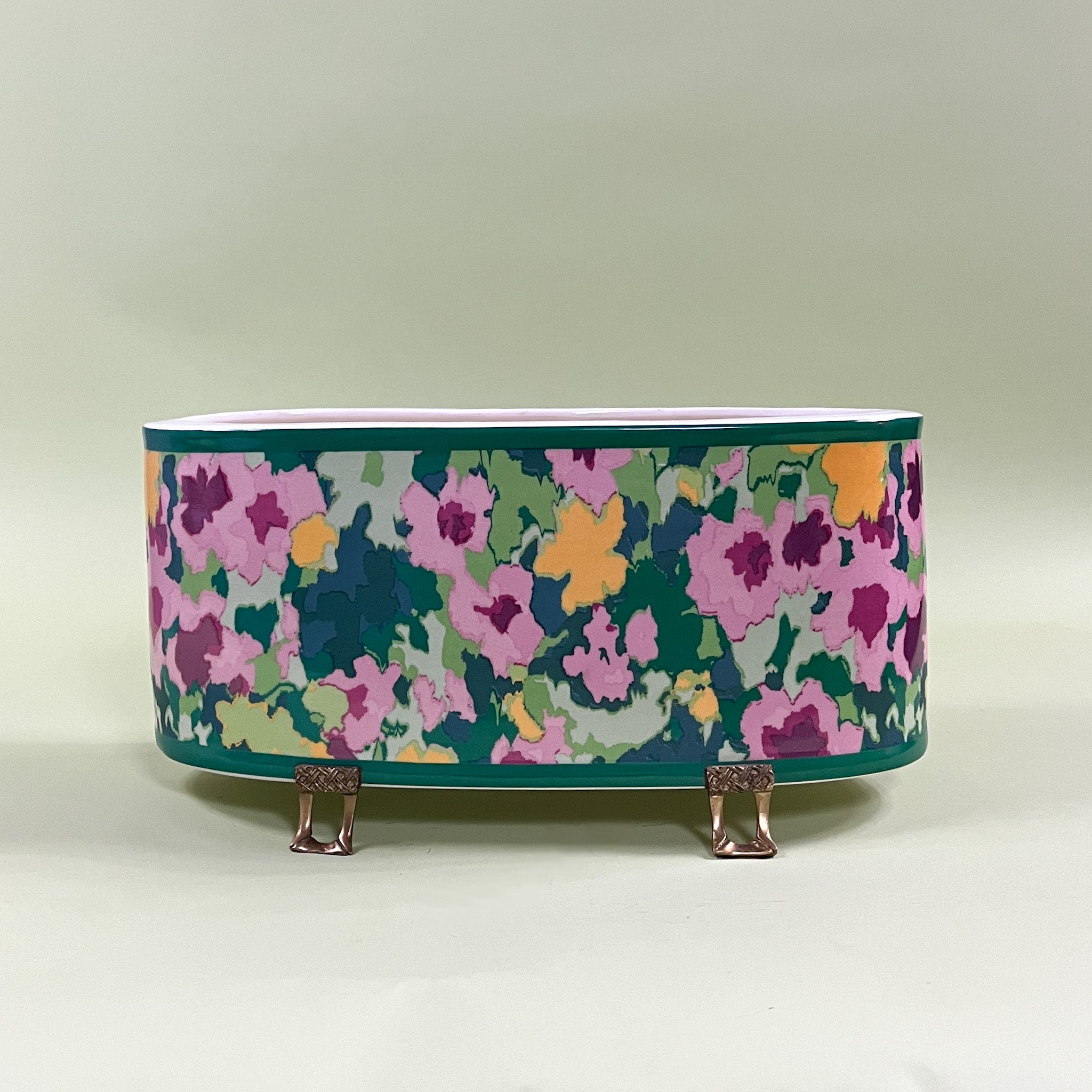 Sissinghurst Porcelain Planter With Brass Feet