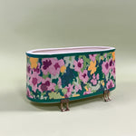 Sissinghurst Porcelain Planter With Brass Feet side view