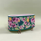 Sissinghurst Porcelain Planter With Brass Feet side view