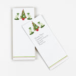 a skinny luxe notepad with Christmas tree and Pugs design in a white background