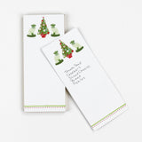 a skinny luxe notepad with Christmas tree and Pugs design in a white background