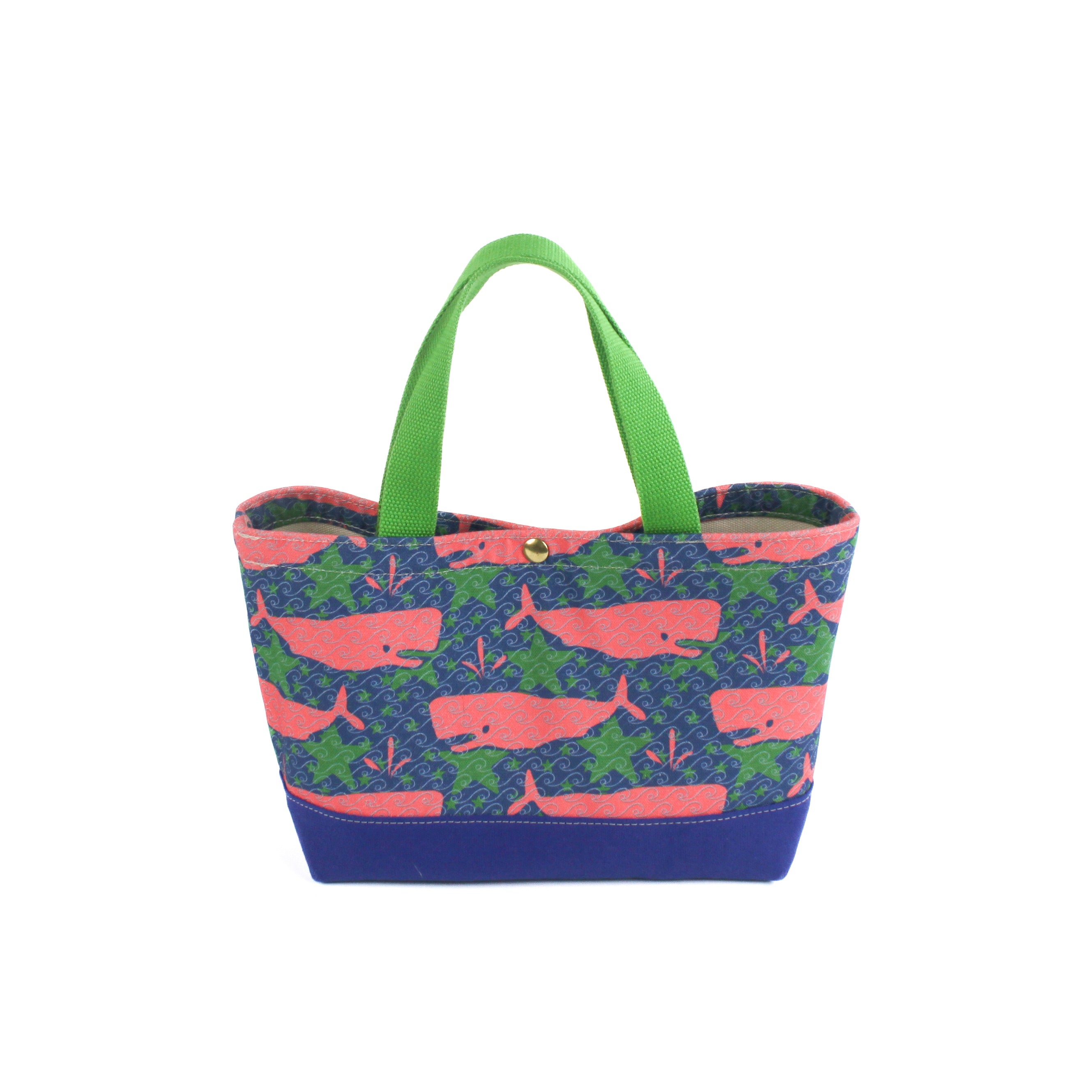 Whale of a Time Green Canvas Tote Bag, Large and Small