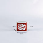madcap Cottage caddy dimensions with red abstract patterns on a white background dimensions