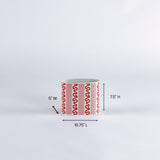 madcap Cottage caddy with red abstract patterns on a white background dimensions
