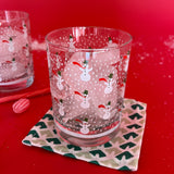 Vintage Georges Briard Snowmen Drinks Glasses and Coasters, Set of 8