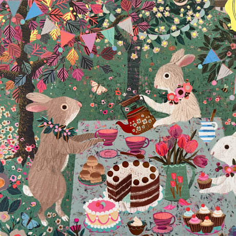 spring jigsaw puzzle bunny tea party image detail