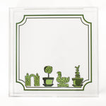 Garden Follies square acrylic tray featuring garden topiary motif on the base.
