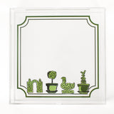 Garden Follies square acrylic tray featuring garden topiary motif on the base.