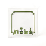 Garden Follies square acrylic tray featuring garden topiary motif on the base.
