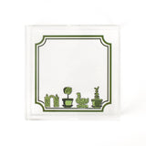 Garden Follies square acrylic tray featuring garden topiary motif on the base.