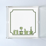 Garden Follies square acrylic tray featuring garden topiary motif on the base.