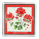Cottage Grove Geranium Red Square Acrylic Tray, in large with a red and green border.  