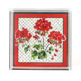 Cottage Grove Geranium Red Square Acrylic Tray, in medium size with a red and green border.  