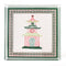 Square acrylic tray in large size with pagoda in middle using pink and green.