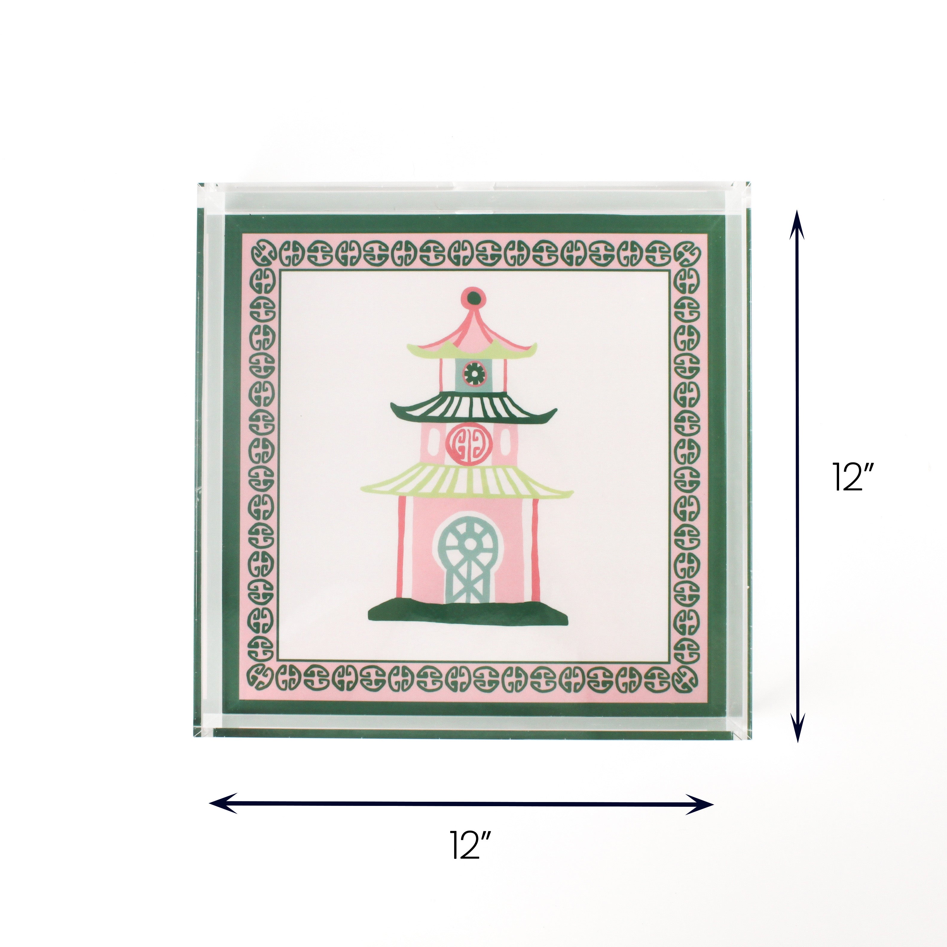 Square Pagoda Acrylic Tray large with dimension of 12" x 12".