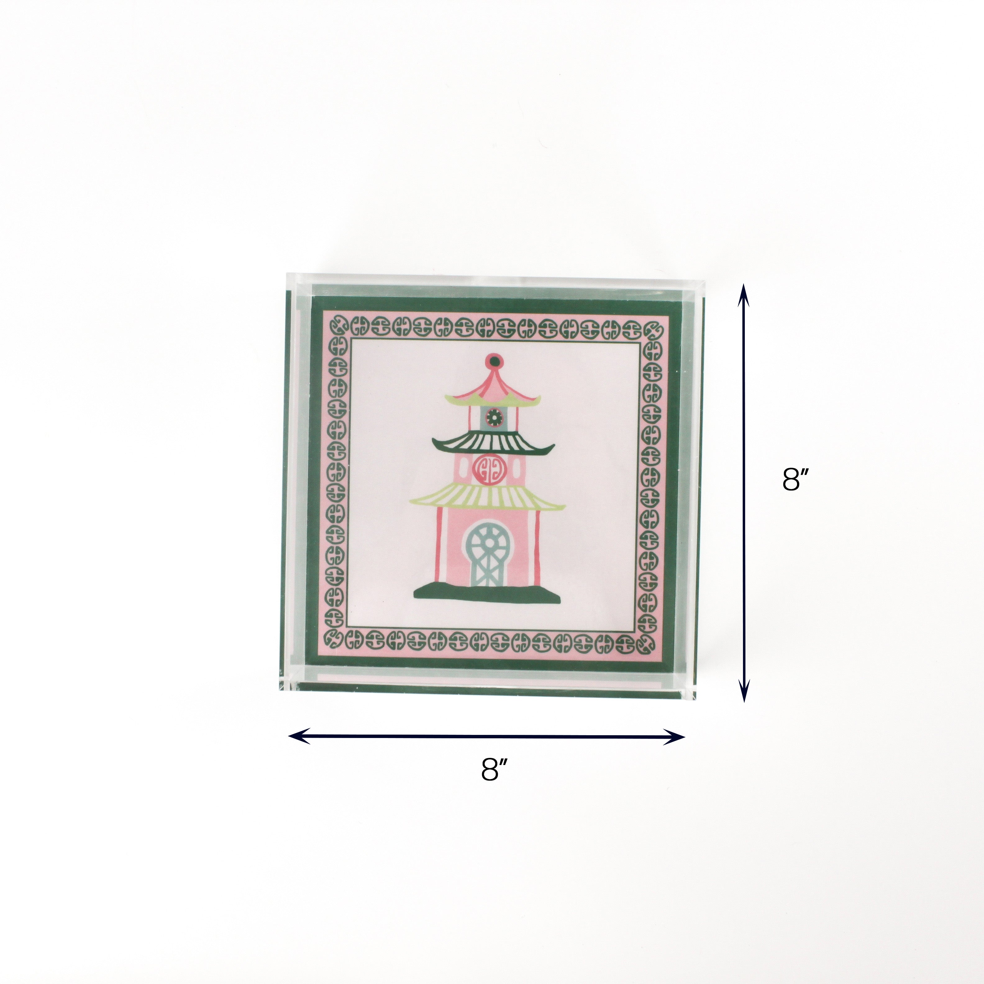Square Pagoda Acrylic Tray (Medium) with dimension of 8" x 8".